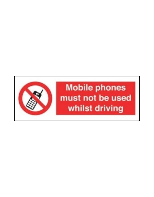Mobile Phones Must Not Be Used Whilst Driving Sticker – 150x50mm