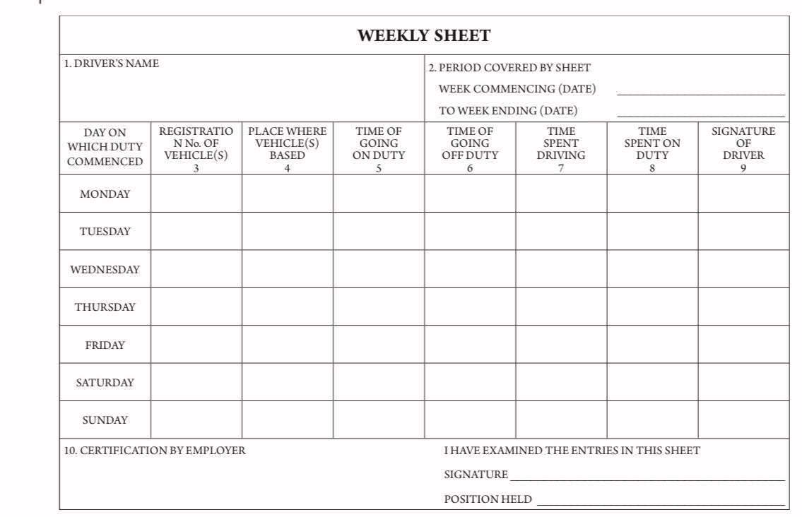 Drivers Daily Record Sheet Book