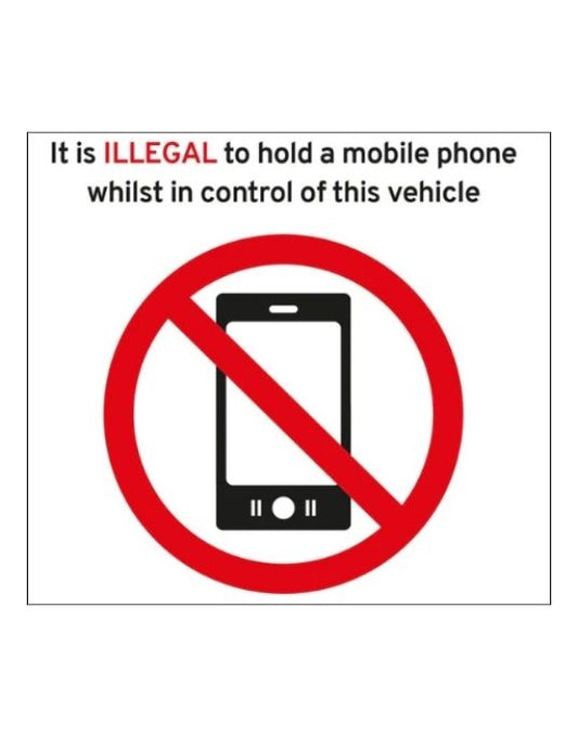 No Mobile Phones Sticker - 100x100mm for Lorries and HGVs