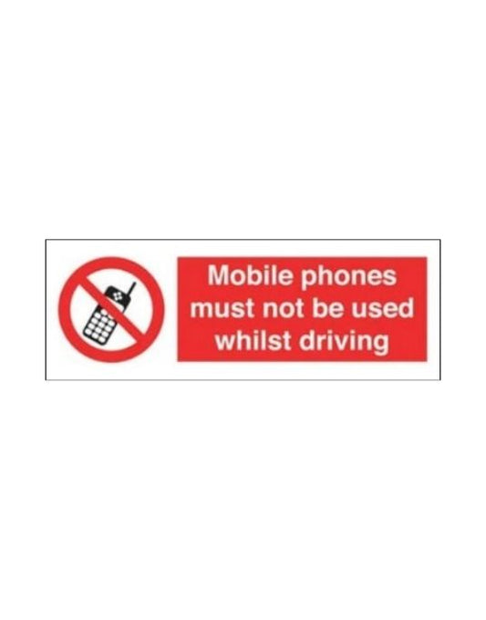 Mobile Phones Must Not Be Used Whilst Driving Sticker – 150x50mm